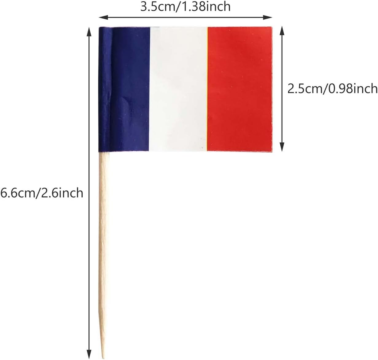 100 Pack French Flag France Toothpick Flags, Cocktail Picks Mini Stick Cupcake Toppers Country Picks Party Decoration Celebration Cocktail Food Bar Cake Flags (French)