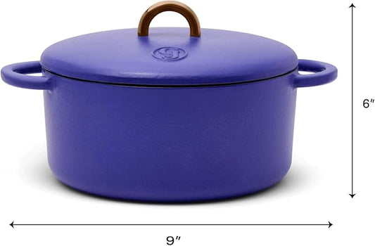 Great Jones Dutch Baby Dutch Oven with Lid (Blueberry, 3.5-Quart) | Enameled Cast Iron, Round Shape | Safe for Stovetops & Ovens up to 500°F | Space-Saving & Dishwasher-Friendly | Small-Batch Cooking