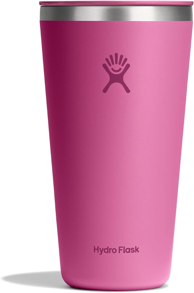 Hydro Flask All Around Tumbler Press-in Lid, Insulated Travel Mug, Stainless Steel Coffee Cup 28 Oz Reef Pink