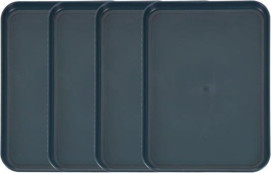 uxcell 4Pcs Plastic Serving Trays, 12.2 x 8.7 Inch Rectangle Food Trays Serving Cafeteria for Kitchen Restaurant Coffee Fruit Burger Lunch Dessert, Black