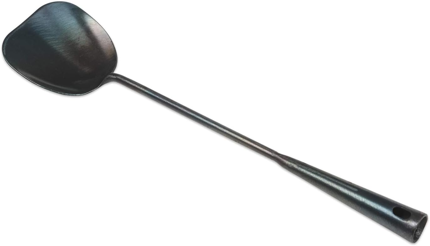 ZhenSanHuan Hand Hammered Carbon Steel Spatula Long Handle Chuan Wok Tool