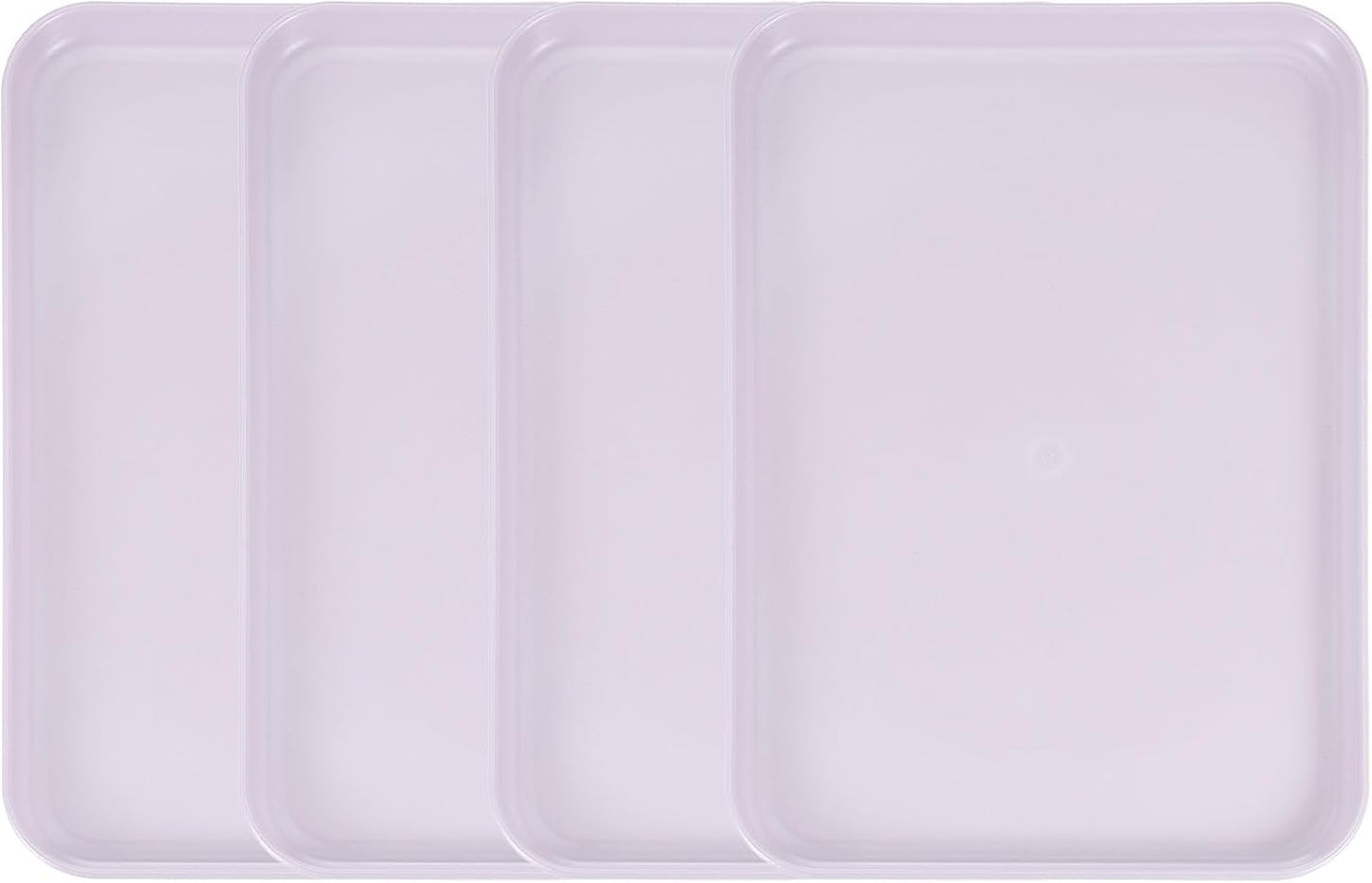 uxcell 4Pcs Plastic Serving Trays, 12.2 x 8.7 Inch Rectangle Food Trays Serving Cafeteria for Kitchen Restaurant Coffee Fruit Burger Lunch Dessert, Light Purple