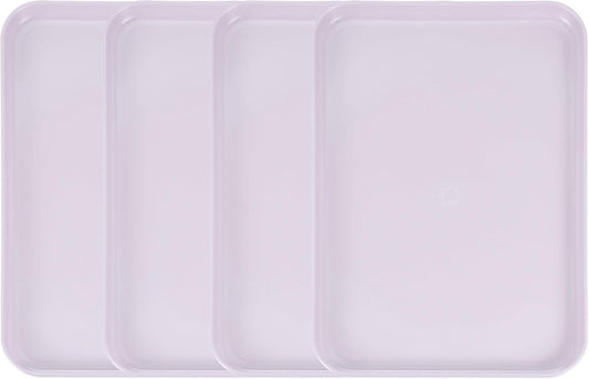 uxcell 4Pcs Plastic Serving Trays, 12.2 x 8.7 Inch Rectangle Food Trays Serving Cafeteria for Kitchen Restaurant Coffee Fruit Burger Lunch Dessert, Light Purple