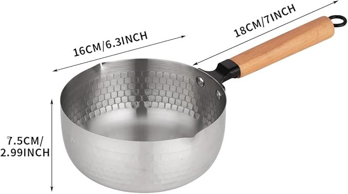 Yukihira Saucepan,Yukihira Pot, 1.2 Quart Stainless Steel Saucepan Pan Japanese Milk Pot with Wood Handle