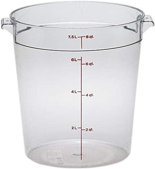 Cambro Food Storage Container (12 Pack) - Round Series - 8 QT (Quart) - Commercial Grade for Food Prep (Clear)