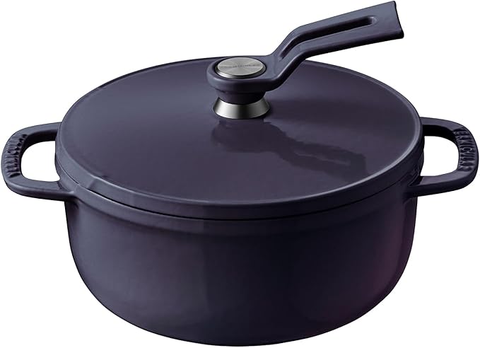 Vermicular Oven Pot 2.0 | Lightweight Enameled Cast Iron Pot | 14cm (1 Qt) | Non-Toxic | Induction-compatible | Dutch Oven | Made in Japan | Deep Ocean Blue