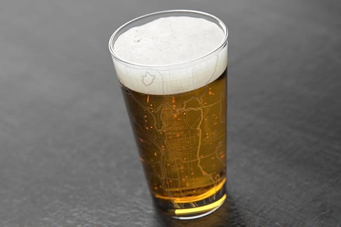 Well Told Engraved Seattle Washington Map Pint Glass, Etched Beer Gift (16 oz, Clear) City Map Pint, Custom City Glassware, Gifts For Beer Lovers