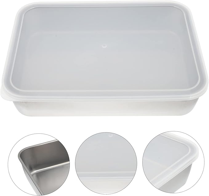 Stainless Steel Baking Pan with Fresh-keeping Lid Deep Bbq and Food Storage Container High-temperature Resistant for Outdoor Picnics and Family Gatherings