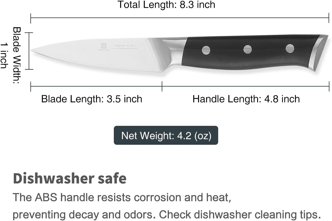 3.5 Inch Paring Knife Home Cooking Chef Gifts for Women Men: Small Sharp Kitchen Knife Ultra-Smooth Cutting Experience,Precision Cutting Kitchen Tool for Effortless Slicing,Peeling,and Trimming,Black