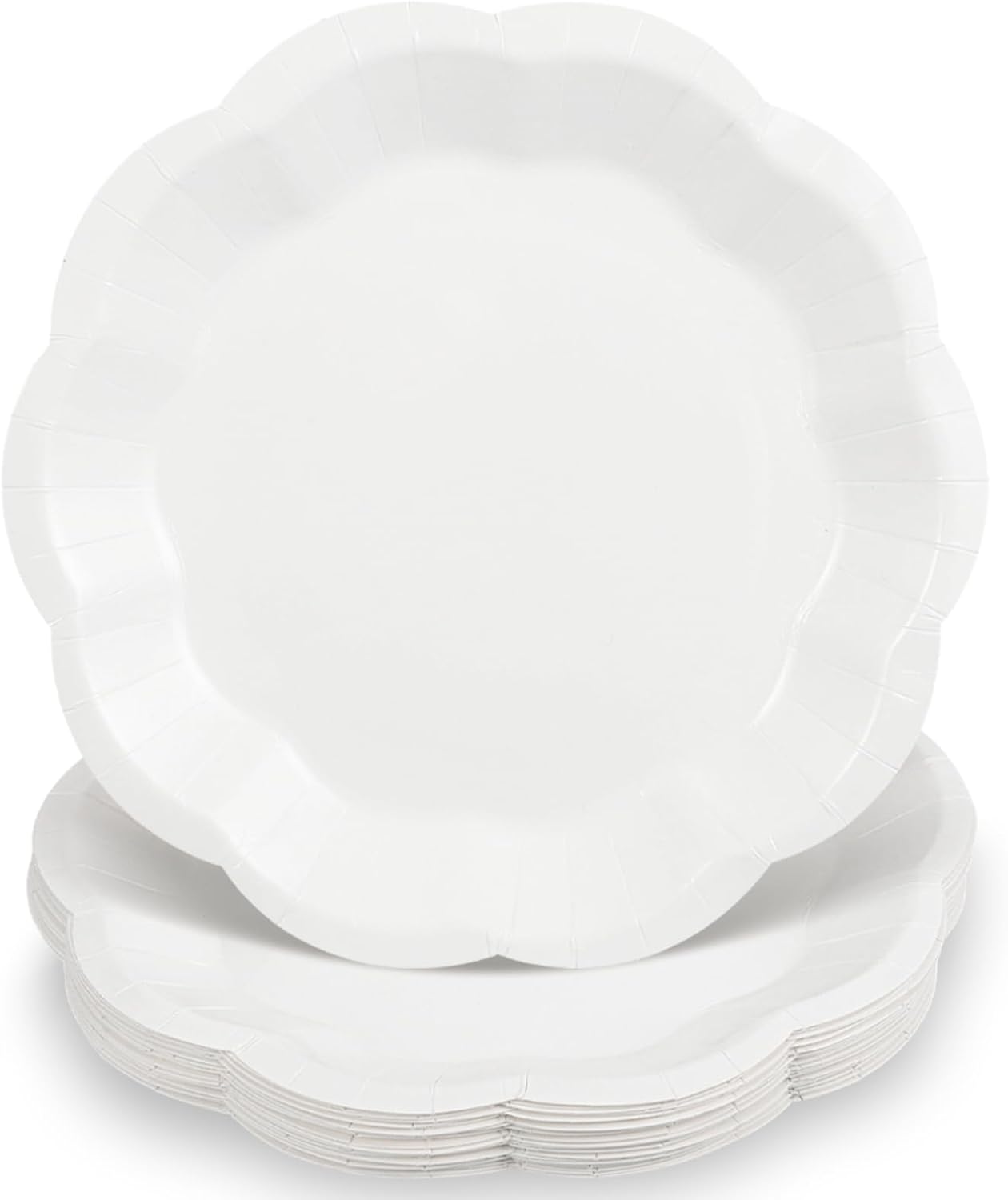 30 Pcs White Paper Plates, 9 Inch Scalloped Paper Plates Disposable Dinner Plate Dessert Cake Plate Party Supplies for Wedding Bridal Baby Shower Birthday