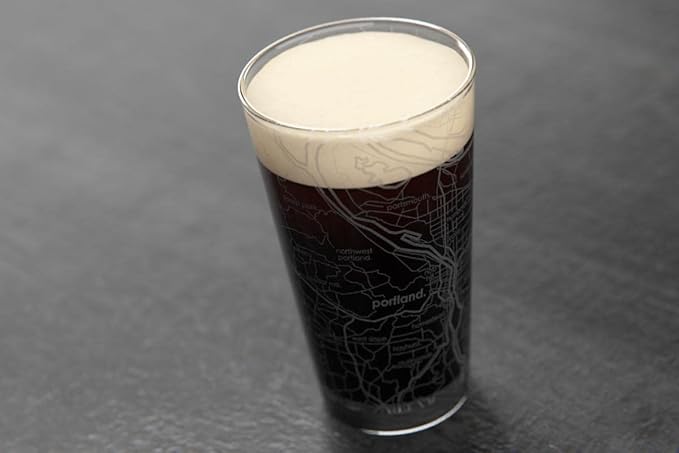 Well Told Engraved Portland Oregon Map Pint Glass, Etched Beer Gift (16 oz, Clear) City Map Pint, Custom City Glassware, Gifts For Beer Lovers