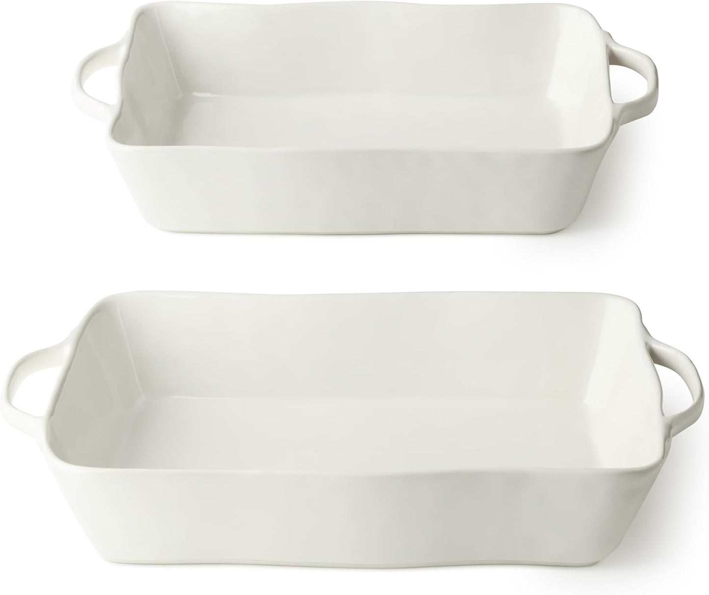Linen Cream Stoneware Rectangular Baker 14"x8.75"x2.75" – Medium Neutral Glazed Bakeware for Casseroles, Bakes & Oven Meals – Modern Farmhouse Stoneware Cookware, Oven-to-Table Style