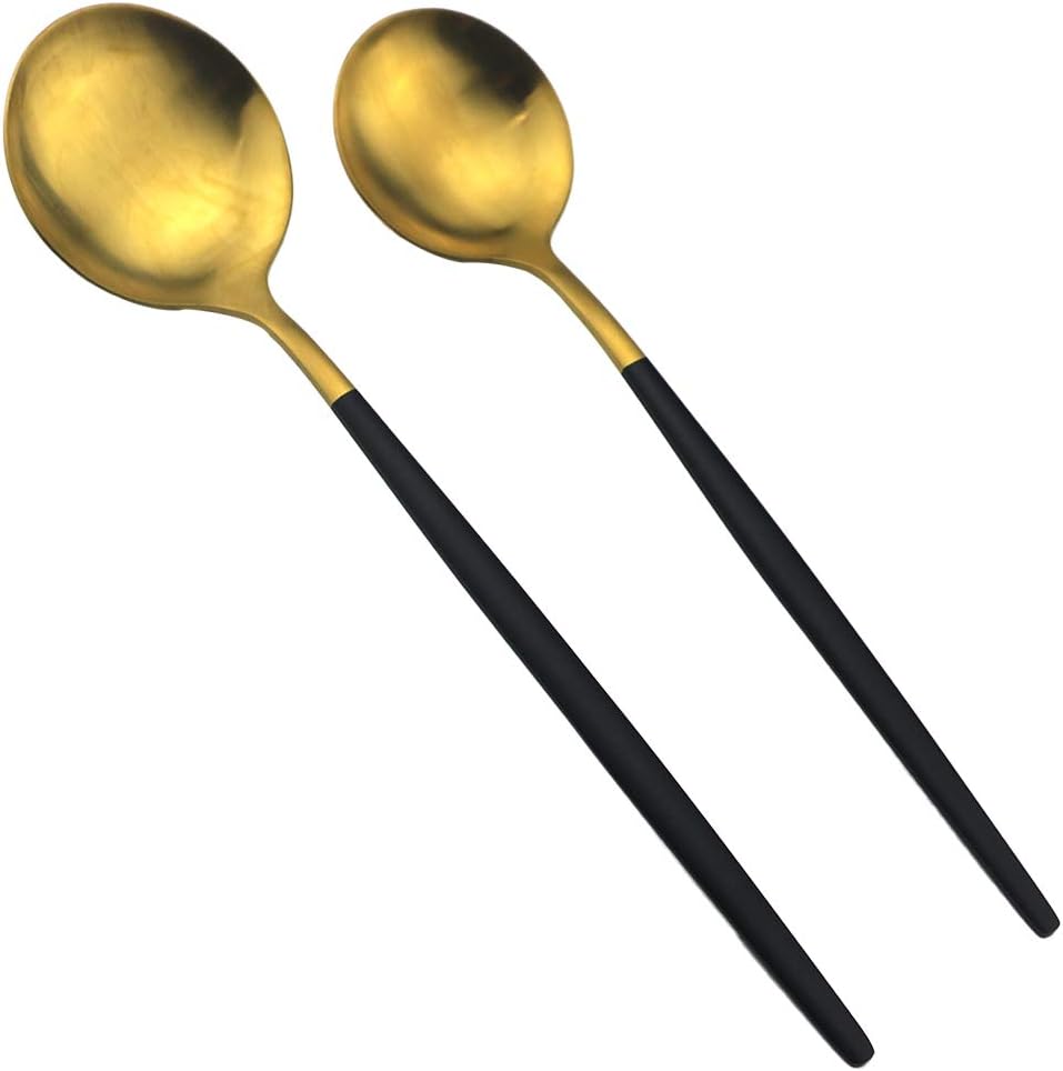 40-Pieces Silverware Set, Flatware Sets Satin Finish, 304 Stainless Steel Utensils Dishwasher Safe Service for 8, Include Dinner Knife/Fork/Spoon Dinnerware Sets (Matte Black Gold)