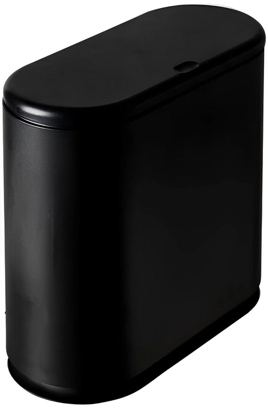 Sooyee 10 Liter Rectangular Plastic Trash Can Wastebasket with Press Type Lid,2.4 Gallon Garbage Container Bin for Bathroom,Powder Room,Bedroom,Kitchen,Craft Room,Office (Black)