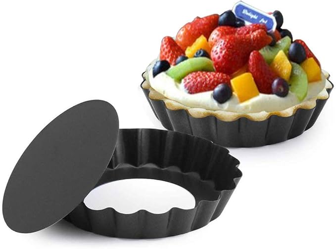Gutsdoor Mini Tart Pan 4 Inch with Removable Bottom Quiche Pan Nonstick Round Quiche Pie Pan Set of 6