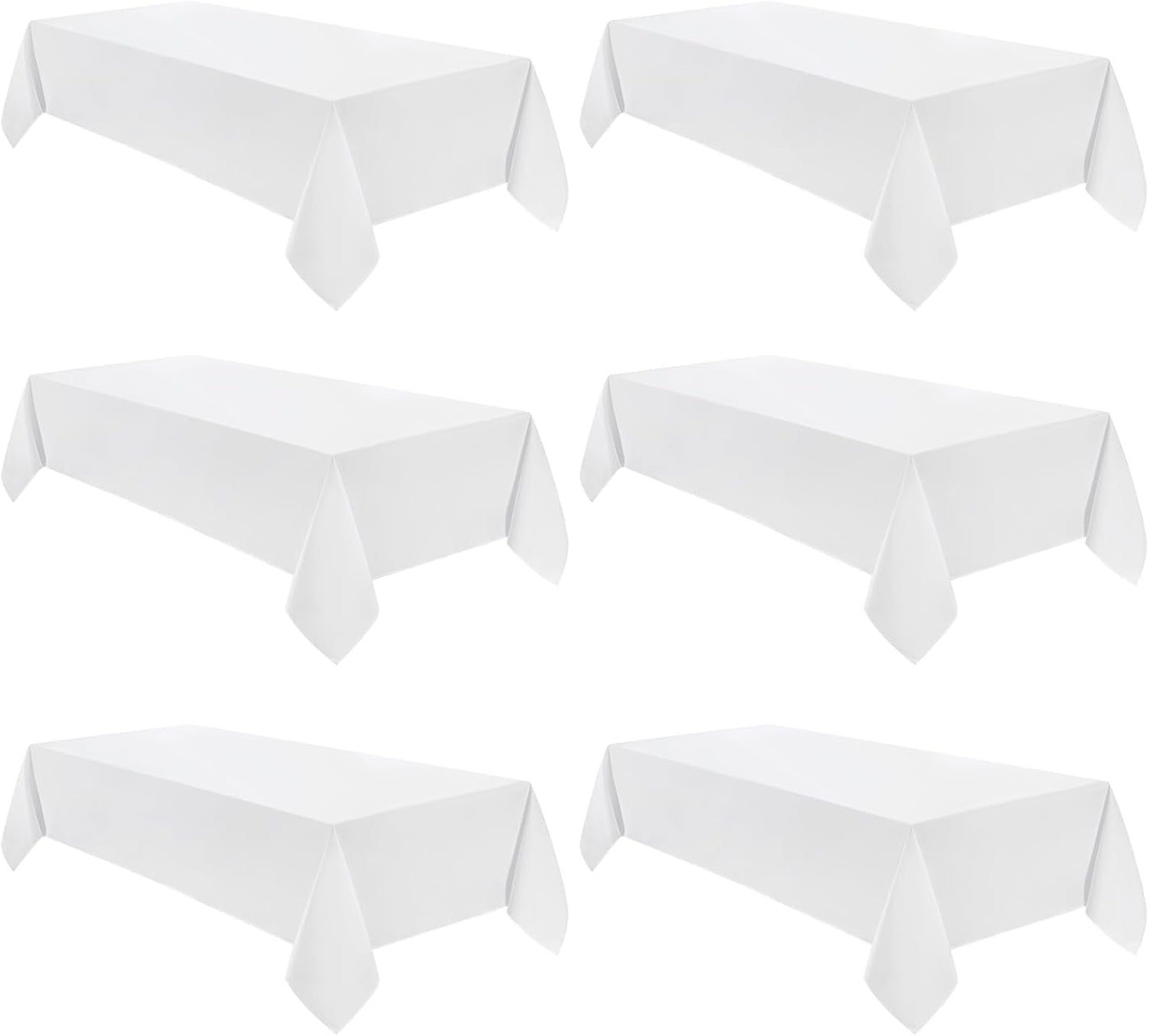 VidaFete Tablecloth 60 * 120inch 6pack Rectangle Table Cloth Polyester, Stain Wrinkle Resistant Dining Table Cover for Kitchen Dinning Party Wedding Rectangular Tabletop Buffet Decoration(White)