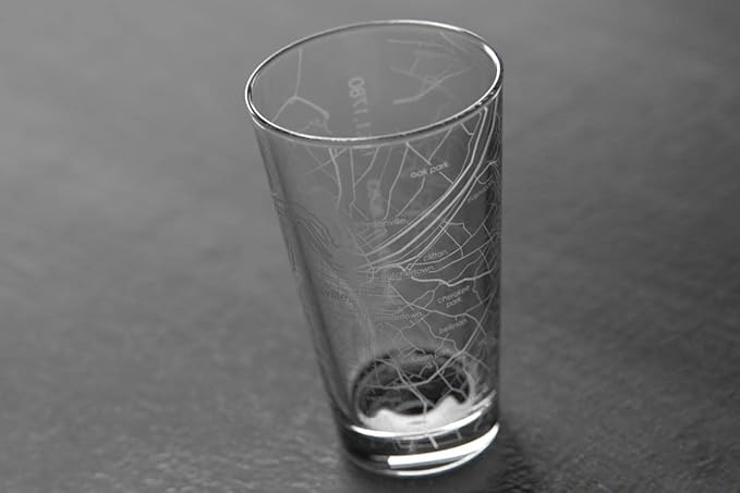 Well Told Engraved Louisville Kentucky Map Pint Glass, Etched Beer Gift (16 oz, Clear) City Map Pint, Custom City Glassware, Gifts For Beer Lovers