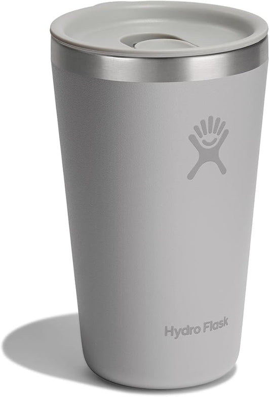 Hydro Flask All Around Tumbler Press-In Lid, Insulated Travel Mug, Stainless Steel Coffee Cup 16 Oz Tonal Birch Gray