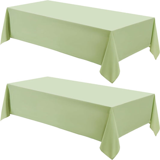 Rectangle Tablecloths 90x132 Inch 2 Pack Sage Green Tablecloth Washable Decorative Linen Polyester Table Cloths for Dining Table Banquets Buffet Parties and Wedding