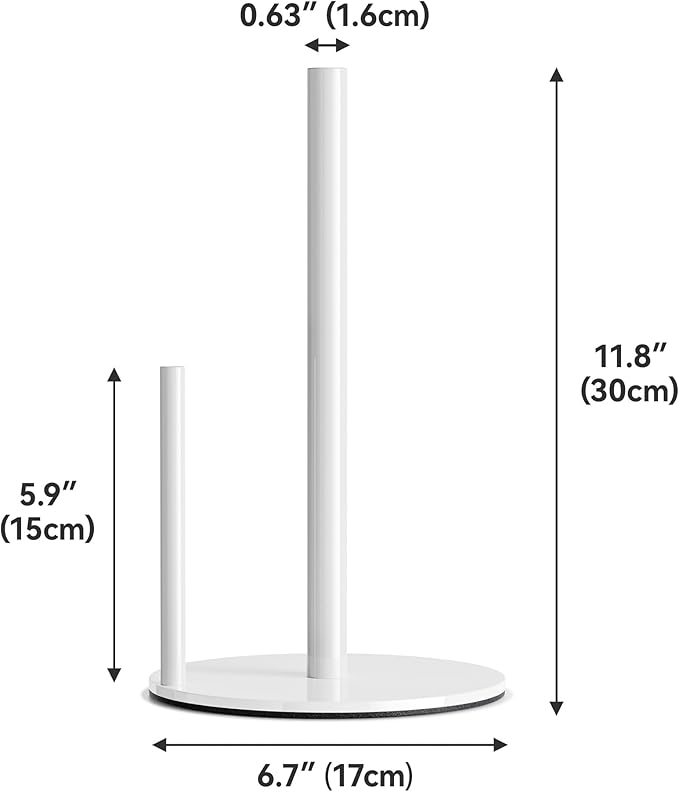 Paper Towel Holder Countertop, Stainless Steel, White, for Kitchen, Pantry, RV