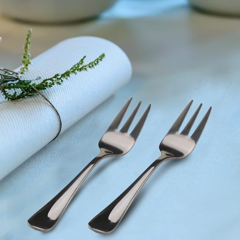 Snamonkia Small Appetizer Forks and Demitasse Spoons Stainless Steel Set of 24, 5.4 Inches, Salad Dessert Coffee Cocktail Espresso Flatware