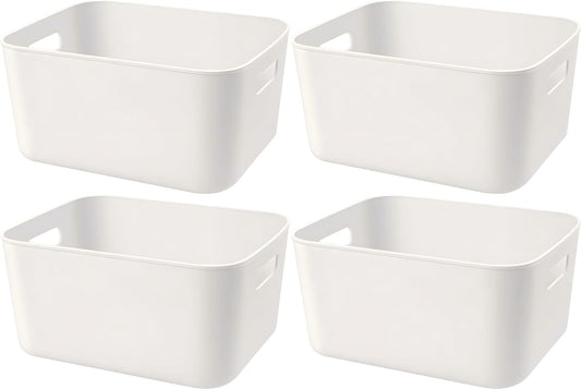 Set Of 4 Plastic Storage Bins with Lids,"10.5×8×5.5" Versatile Kitchen Pantry Organization and Storage,for Plastic Storage Container Under Bed,Under Sink Bathroom Organizer (4 Pack Medium,