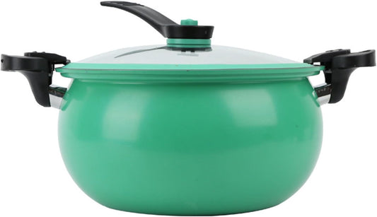 Micro Pressure Pot, 11inch Fast Heating Mini Pressure Cooker with Lock Handle, Non-stick Micro Stockpot for Gas, Induction (Green)