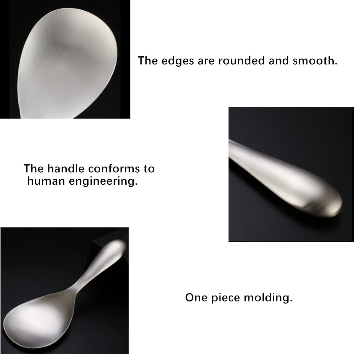 2 Pack Thickened Stainless Steel Rice Spoons, 8 Inch Rice Cooker Serving Spoons Soup Paddle Ladle Spoon Kitchen Set, Easy To Clean (Silver)