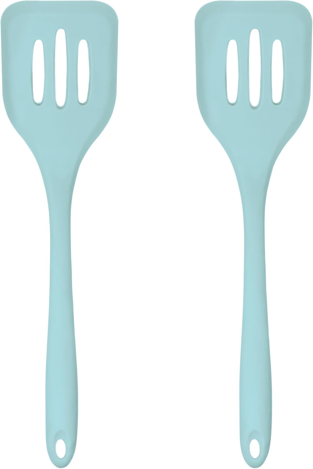 Silicone Slotted Turner Set – 2-Piece Set of Turner Spatulas for Eggs and Pancakes – Kitchen Tools & Accessories with Comfortable Handles, Heat-Resistant Utensils for Cooking and Baking – Pastel Blue