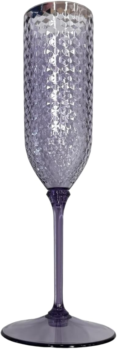 48 Pack Purple Detachable 2 piece Champagne Flutes 5.5 Oz Unbreakable Plastic Mimosa Disposable Champagne Glasses Drinking Cups Stemmed Reusable Wine Toasting Glasses for Wedding (48, Purple)