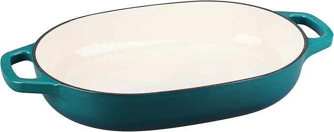 Enameled Cast Iron Oval Dutch Oven Pot with Lid, Dutch Oven for Sourdough Bread Baking, Oval Bread Pan, 7qt, Darkcyan