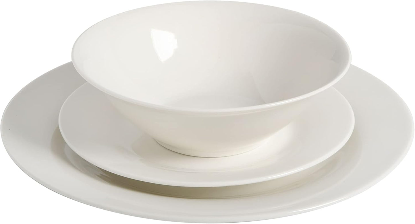 Gibson Home Zen Buffet Round 12 Piece Porcelain Chip and Scratch Resistant Dinnerware Plates and Bowls Set, Scratch & Chip Resistant
