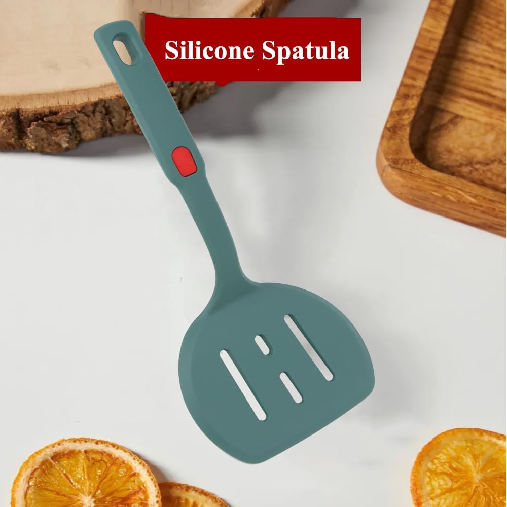 Food Grade Silicone Spatula,Round Slotted Pancake Spatulas for Nonstick Cookware Omelette Egg Spatula Turner 600°F Heat-Resistant