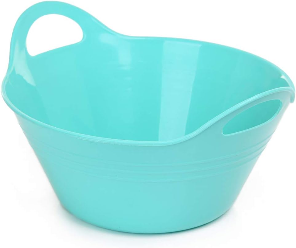 Mintra Home Plastic Bowls with Handles (1.8L Medium 2pk, Teal)