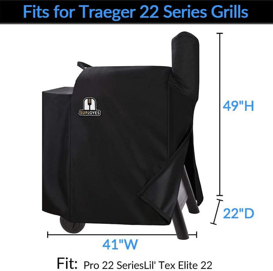 SUPJOYES Grill Cover for Traeger Pro 22 & 575 Series, Wood Pellet Smoker Cover for Traeger, Heavy Duty Waterproof BBQ Accessories with Special Zipper Design