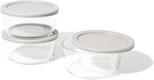 DURA LIVING 6-Piece Glass Food Storage Containers Set (3 Containers + 3 BPA-Free Lids) | 4-Cup, Leakproof | Microwave, Freezer, Oven & Dishwasher Safe | Ideal for Meal Prep & Pantry Organization