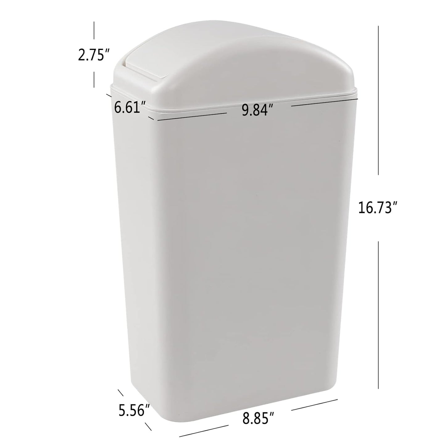 3.5 Gallon Plastic Trash Can with Swing Top, Swing Lid Waste Bin