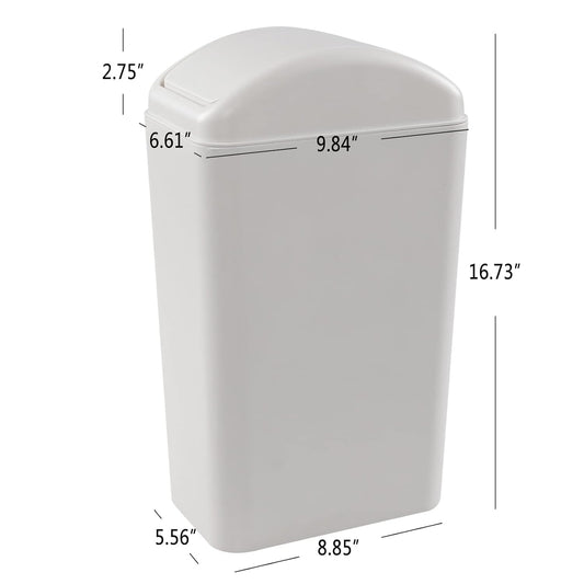 3.5 Gallon Plastic Trash Can with Swing Top, Swing Lid Waste Bin