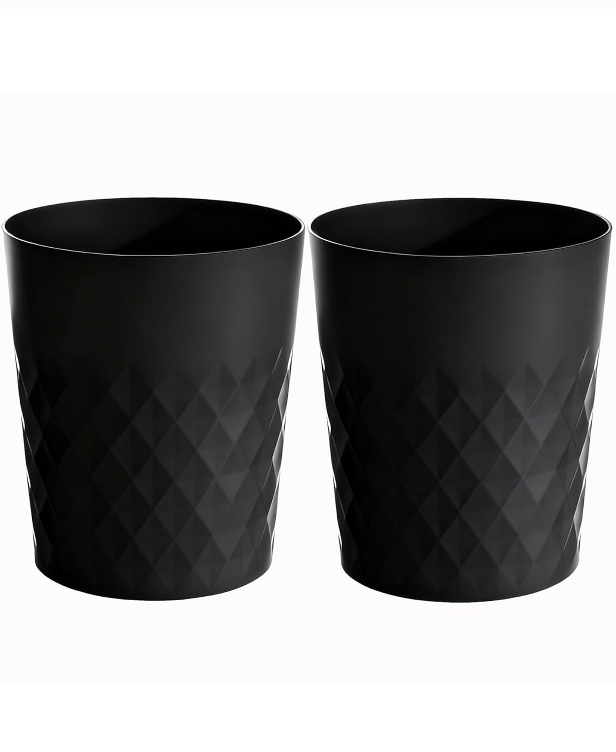 2 Pack Small Trash Can 1.8 Gallon Bathroom Garbage Can Waste Basket Recycling Bin for Dorms Bedrooms Offices Kitchens, Black
