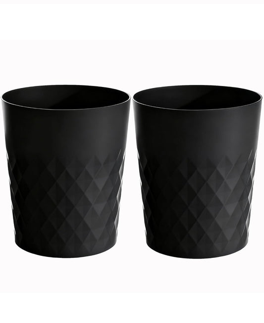 2 Pack Small Trash Can 1.8 Gallon Bathroom Garbage Can Waste Basket Recycling Bin for Dorms Bedrooms Offices Kitchens, Black