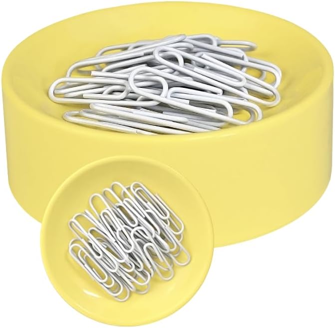 Clipwell Magnetic Paper Clip Holder - Easy Toss & Pick-Up - Holds Various Metal Parts - Powerful Sweep-Up Magnet - Ideal Locker Accessory & Home & Office Organizer - Yellow
