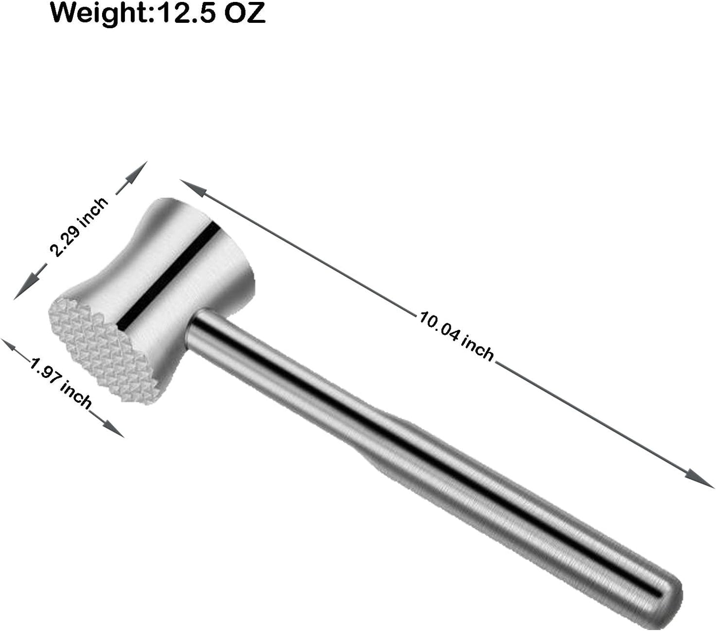 304 Stainless Steel Meat Tenderizer Mallet - Dual-Sided Meat Pounder Hammer for Tenderizing and Flattening Meat - Kitchen Essentials Meat Beater Tool with Comfort Grip Handle