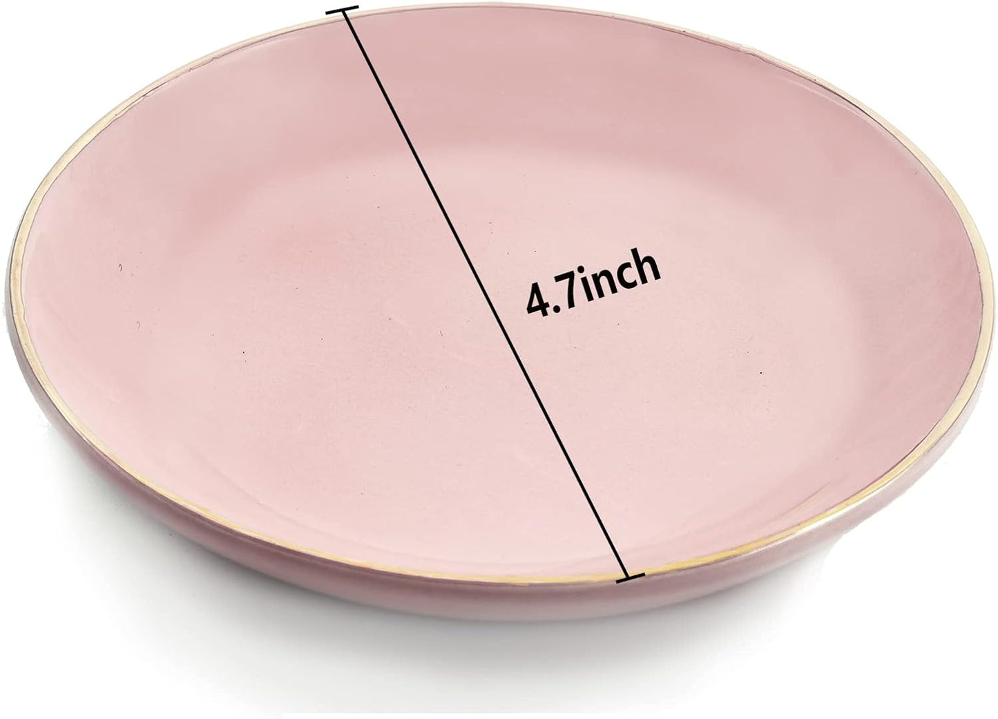 4.75" Ceramic Jewelry Tray, Small Ring Dish Holder Trinket Tray, Catch All Trays for Ring Earring Necklace Key, Christmas Gifts for Women Girls, Pink