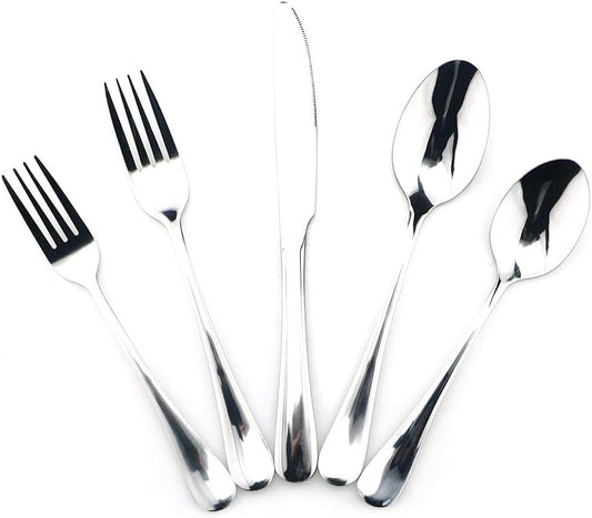 Gugrida 20-Piece Mirror Polished Reusable Utensils Vitalt Healthy & Eco-Friendly Stainless Steel Silver Flatware Tableware Dinnerware Set, Shiny Cutlery Knife Fork Spoon Set, Service for 4