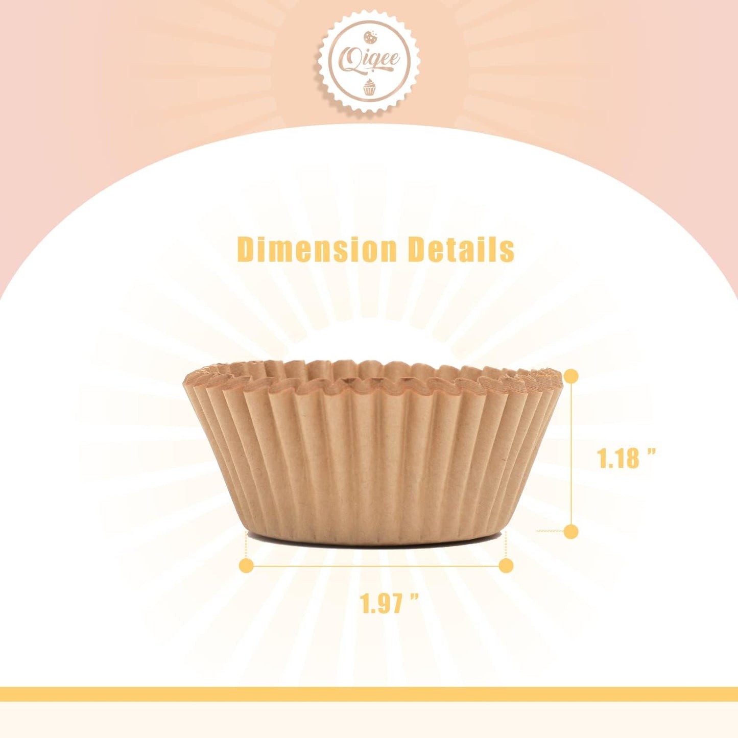 qiqee 600pcs Natural Cupcake Liners Muffin Linner No Smell, Food Grade Brown Baking Cups（Standard Size）