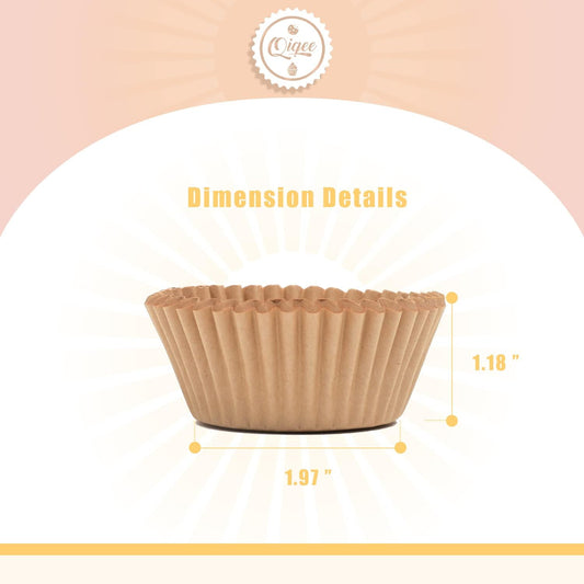 qiqee 600pcs Natural Cupcake Liners Muffin Linner No Smell, Food Grade Brown Baking Cups（Standard Size）