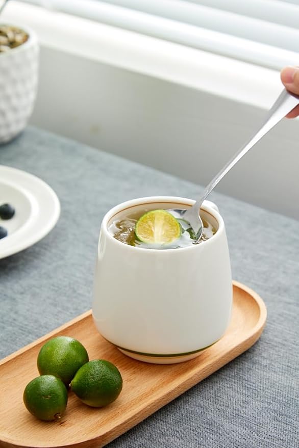 11 Ounce Porcelain Coffee Mugs Set of 6 with Handle Perfect for Coffee, Tea, Milk, Chocolate and Latte, Ceramic Coffee Cups Set for Man and Woman (Cozy Green)