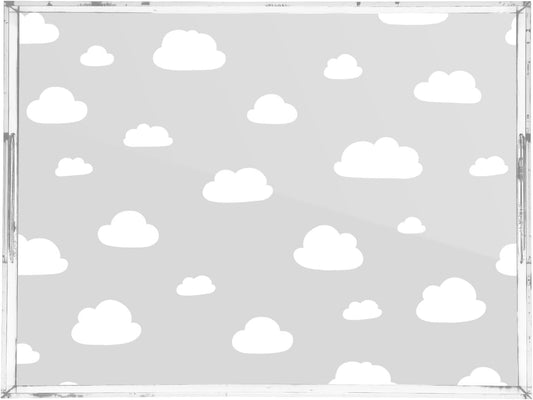 Acrylic Serving Tray with Handles Spill Proof Kitchen Storage Tray Clear Decorative Tray Makeup Drawer Organizer Storage Tray for Bathroom Living Room Ottoman 15.7x11.8Inches