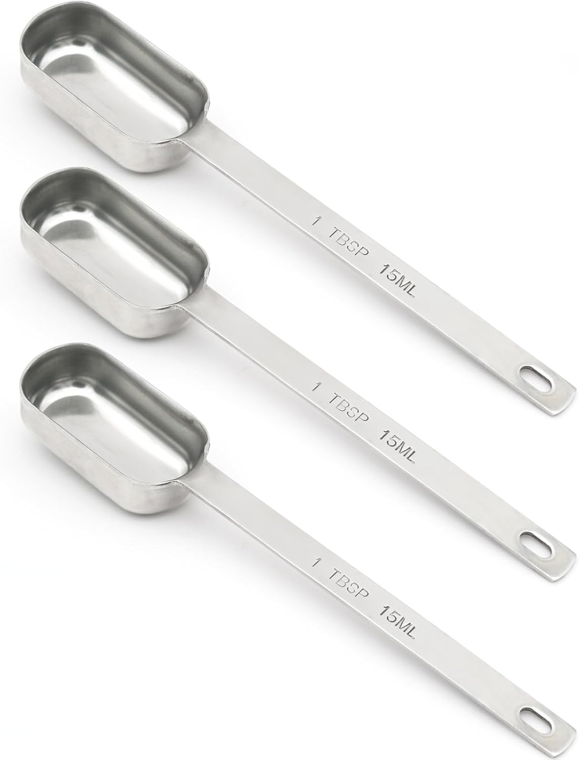 3PCS 1tbsp (3tsp, 15ml, 1/2oz) Single Measuring Spoon, Stainless Steel Long Handle Individual Teaspoons Only