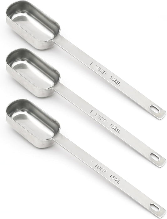 3PCS 1tbsp (3tsp, 15ml, 1/2oz) Single Measuring Spoon, Stainless Steel Long Handle Individual Teaspoons Only
